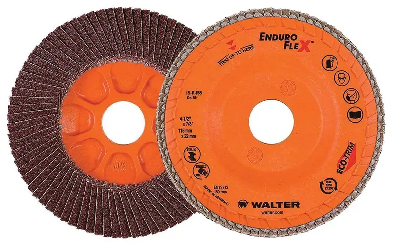Walter ENDURO-FLEX Flap Disc — 4-1/2″, 40 Grit, 10-Pack with Threaded Hub (13300 RPM)