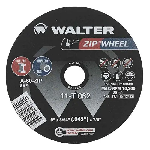 Walter ZIPCUT Thin Cut-Off Wheel – 6″ x 3/64″ x 7/8″ Type 1 Precision Abrasive Disc