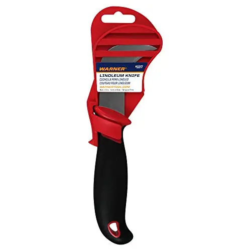 Warner 11277 Linoleum Knife – Stainless Steel Hawk Bill Blade with Protective Cover