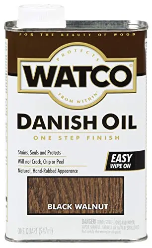 Watco Danish Oil Wood Finish – Quart of Black Walnut Tone for Natural Grain Enhancement & Protection
