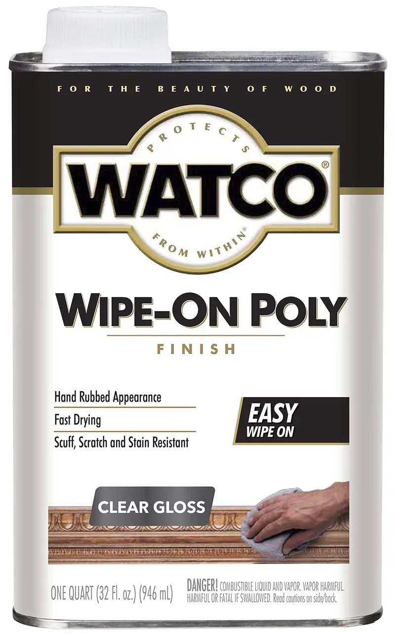 Watco Wipe-On Polyurethane Finish by Rust-Oleum – Quart, Clear Gloss for Wood