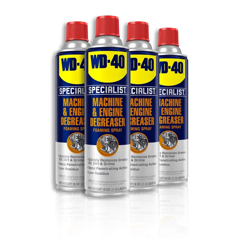 WD-40 Specialist Machine & Engine Degreaser – Industrial-Strength Cleaner, 18 oz Bottle (4-Pack)