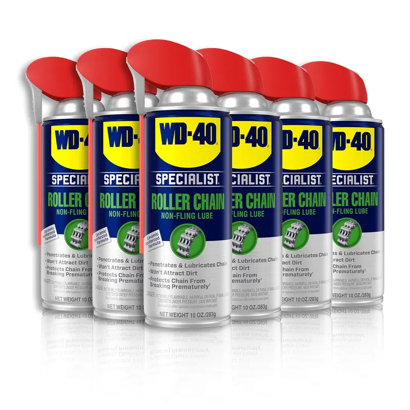 WD-40 Specialist Roller Chain Lubricant – Non-Fling Formula, 10 oz (6-Pack)