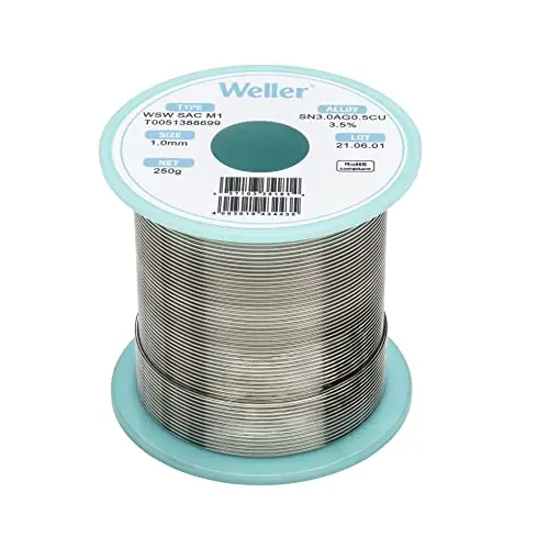 Weller WSW SAC M1 Lead-Free Solder Wire (Sn96.5Ag3.0Cu0.5) – 1.0 mm, 500 g, 3.5% Flux Core