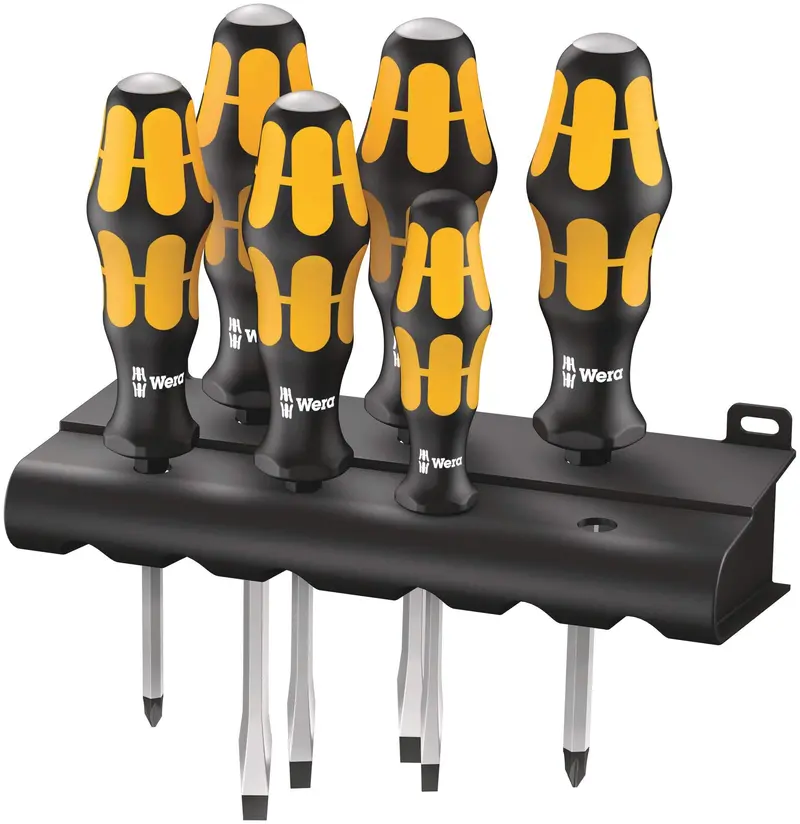 Wera Kraftform Plus 6-Piece Screwdriver Set with Wall-Mount Rack (Model 932/6)