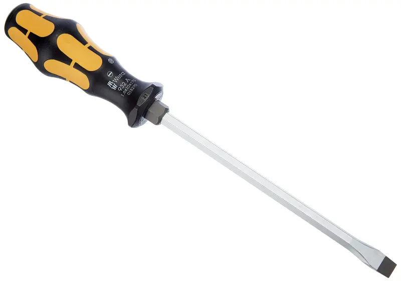 Wera Kraftform Plus 932 A Slotted Screwdriver – 10mm Tip, 7″ Blade, Ergonomic Multicolor Handle