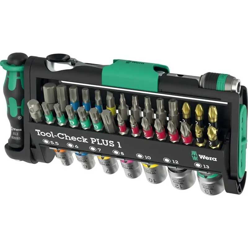 Wera Tool-Check Plus 1 Set – 39-Piece Chrome-Vanadium Hand Tool Kit with Organized Storage