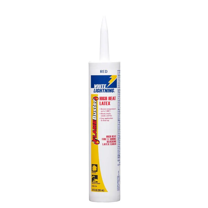 White Lightning Flame Buster High-Heat Latex Caulk – Red, 10 fl. oz, Fire-Rated