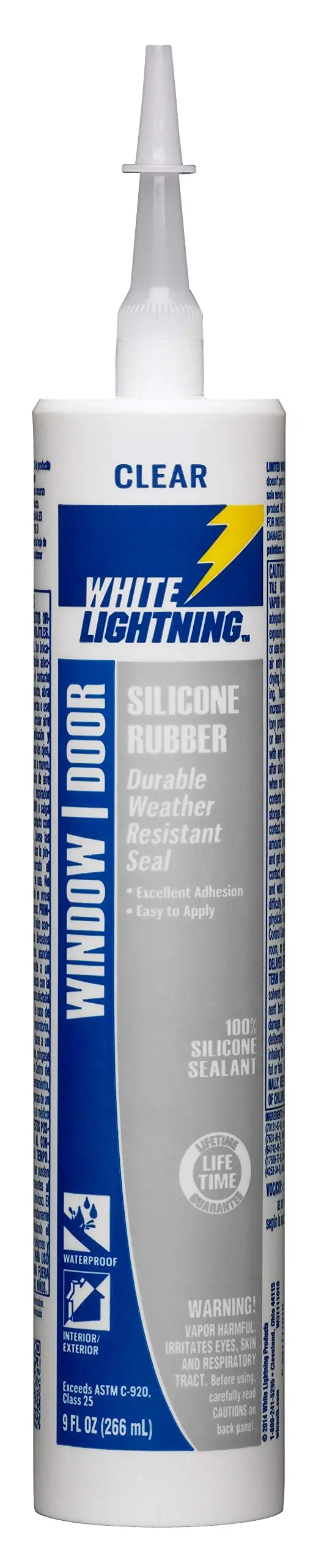White Lightning Silicone Rubber Sealant – Clear, 10 fl oz Tube