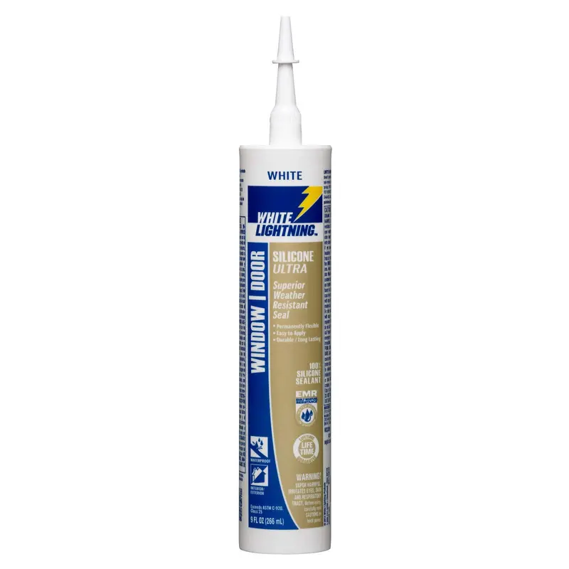 White Lightning W31100010 Silicone Window & Door Sealant – 10 oz, White
