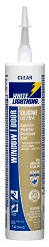 White Lightning W31101010 Silicone Sealant – Clear Ultra-Performance Window & Door Caulk, 10 fl. oz.