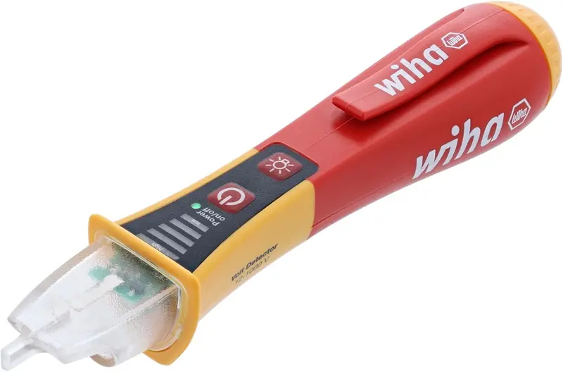 Wiha Non-Contact AC Voltage Tester – CAT IV Rated (12–1000V), LED Flashlight Built-In