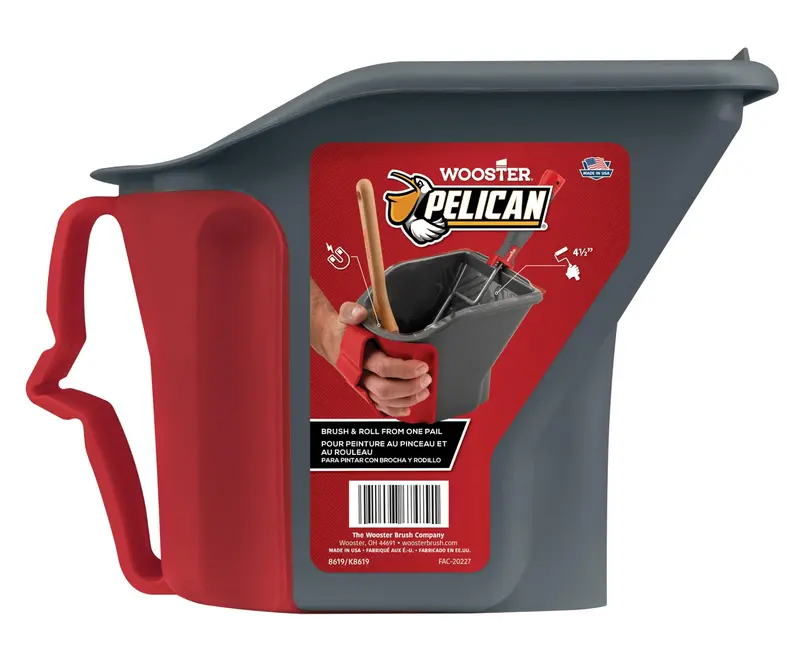 Wooster 8619 Pelican-Style Quart Pail – Handheld Paint Container in Gray & Red