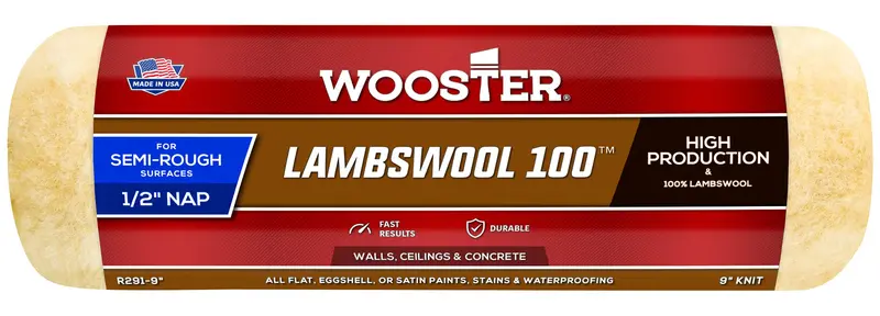 Wooster R291-9 Lambswool Roller Cover – 9″, 1/2″ Nap