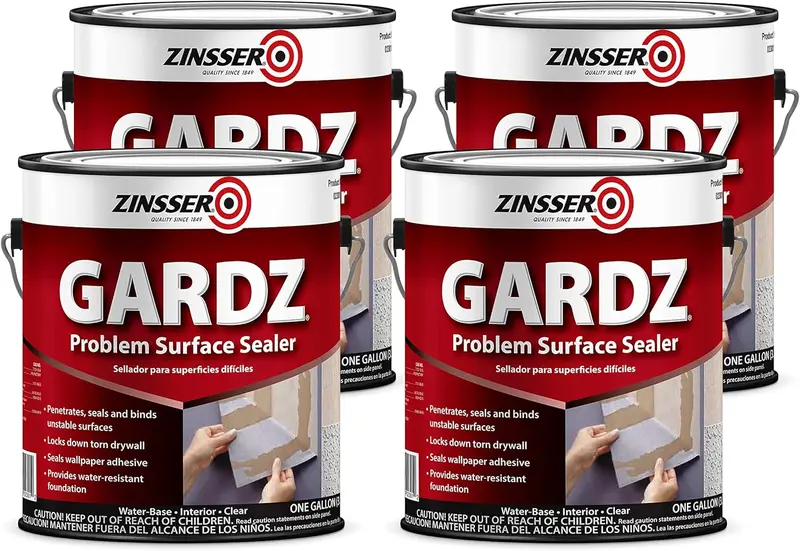 Zinsser Gardz Problem Surface Sealer – 1-Gallon Clear Water-Based Primer (4-Pack)