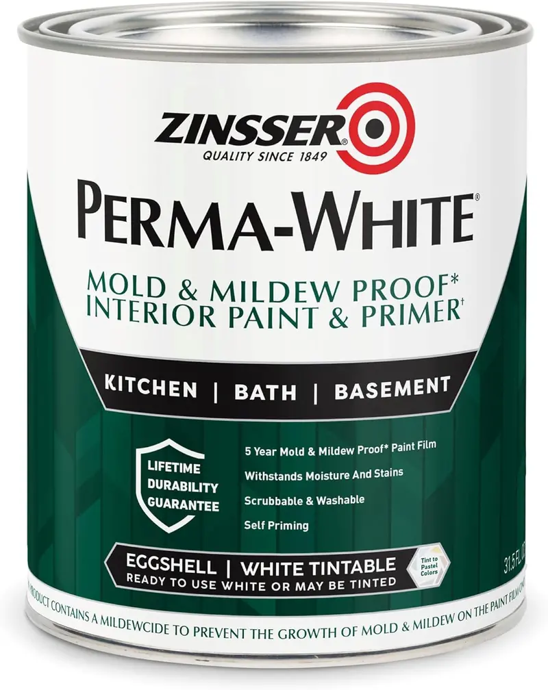 Zinsser PERMA-WHITE Mold-Resistant Interior Paint – Quart Eggshell White