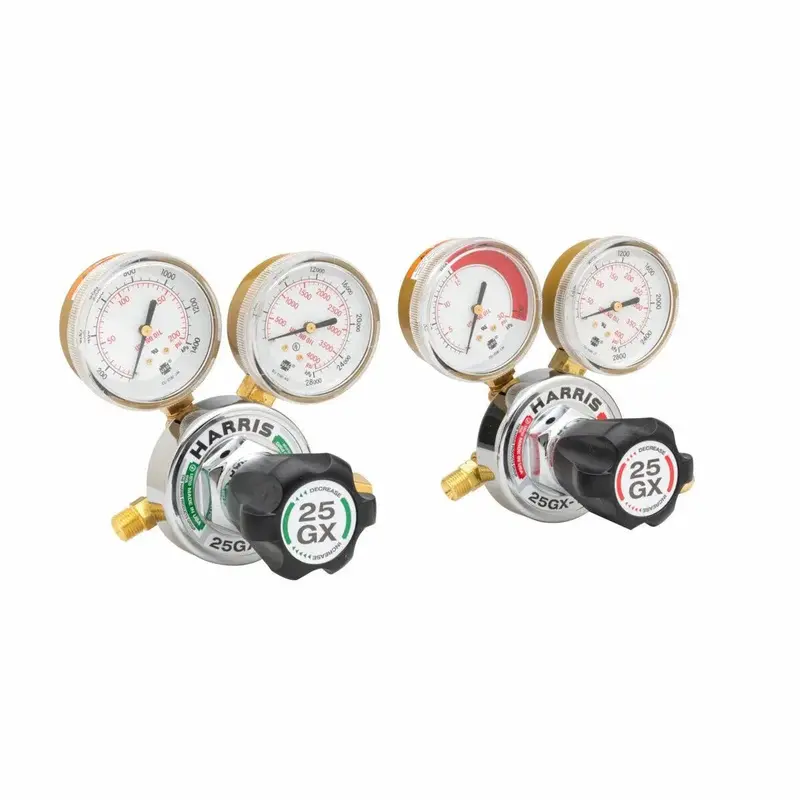 Harris 25Gx Series Oxy-Acetylene Single-Stage Regulator Pair – Models 25Gx-15-510 & 25Gx-145-540 (4408578) 1
